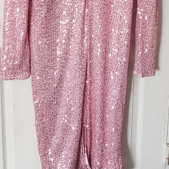 Plus Sequin Puff Sleeve Wrap Dress - Picture 7 of 7